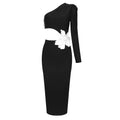 One Shoulder Long Sleeve Sexy Fashion Flower Dress