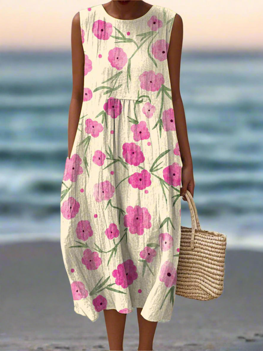 Women's Floral Element Shading Digital Printing Loose Casual Dress