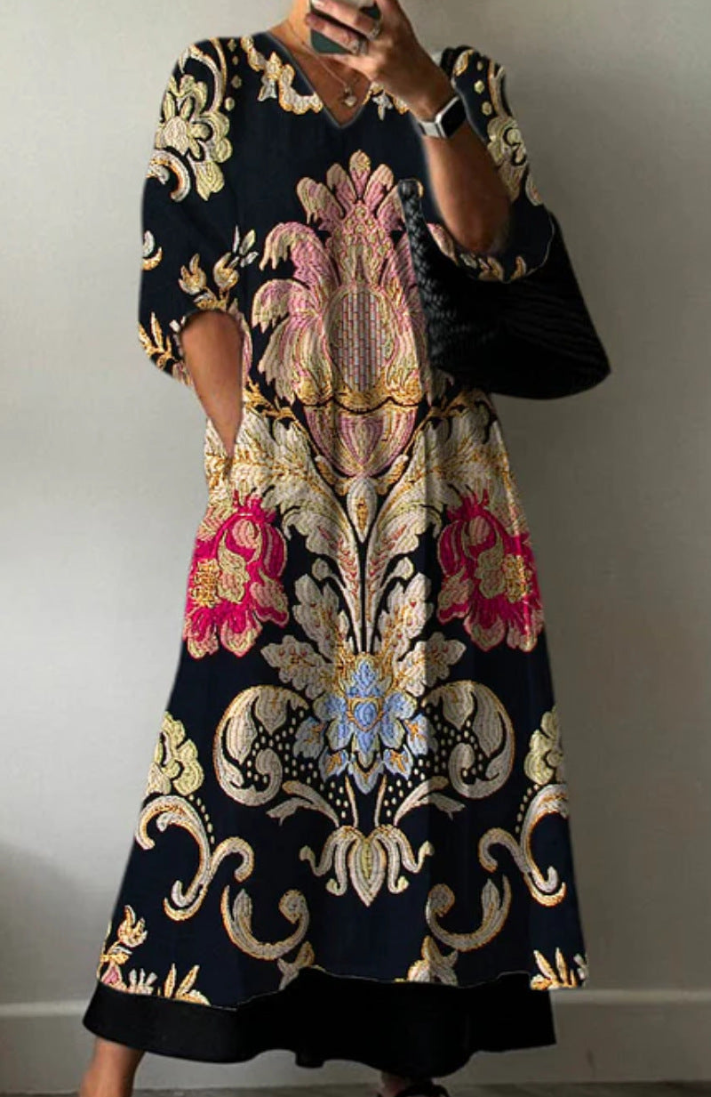 Women's Loose Fashion Long Sleeve Printed Dress