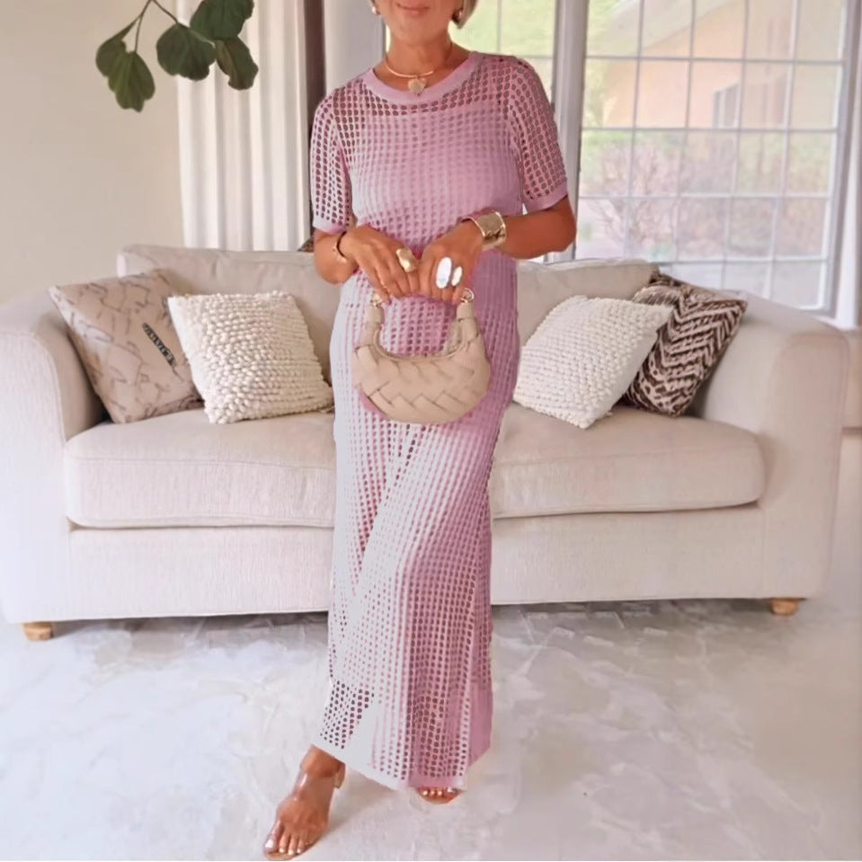 Women's Round Neck Hollow Air Two-piece Set Dress