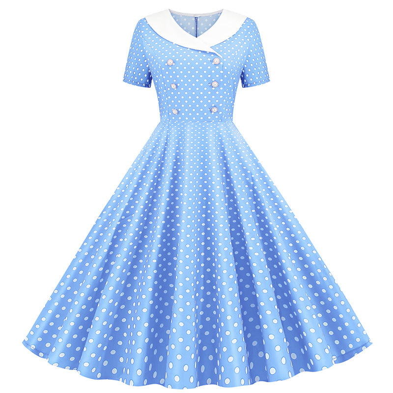 Comfortable Popular Polka Dot Print Swing Dress
