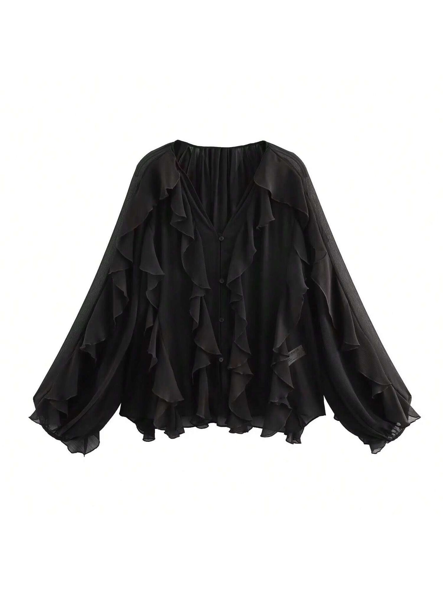 Women's Laminated Decoration Versatile Long Sleeve Shirt Tops