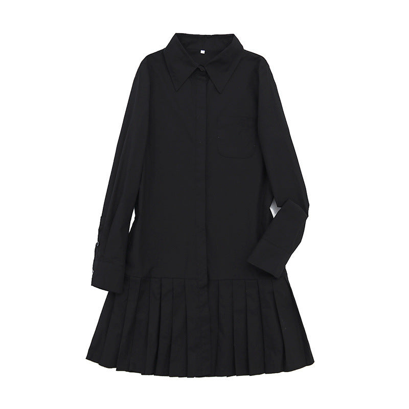 Women's Fashion Design Pleated Stitching Long Sleeve Shorts