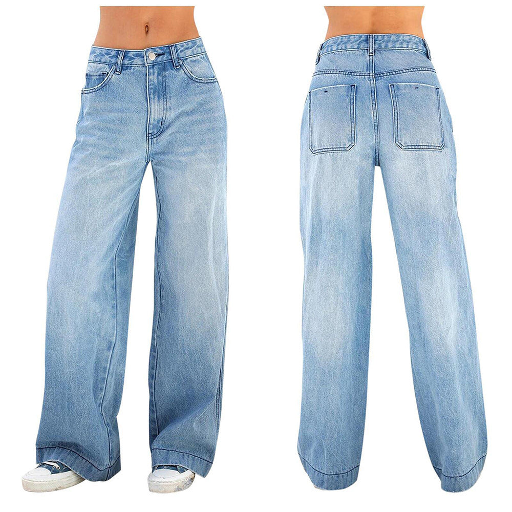 American Retro Wide Leg Loose Straight Women's Jeans
