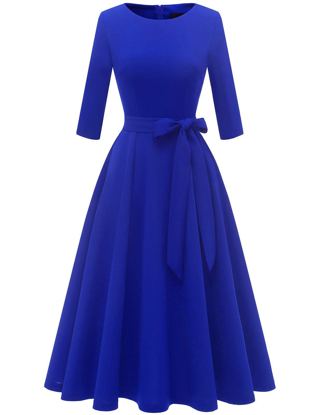 Women's Collar Three-quarter Sleeve Solid Color Temperament Leisure Large Swing Super Skirts