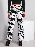 Women's Personalized Printed Loose Straight Fashion High Pants