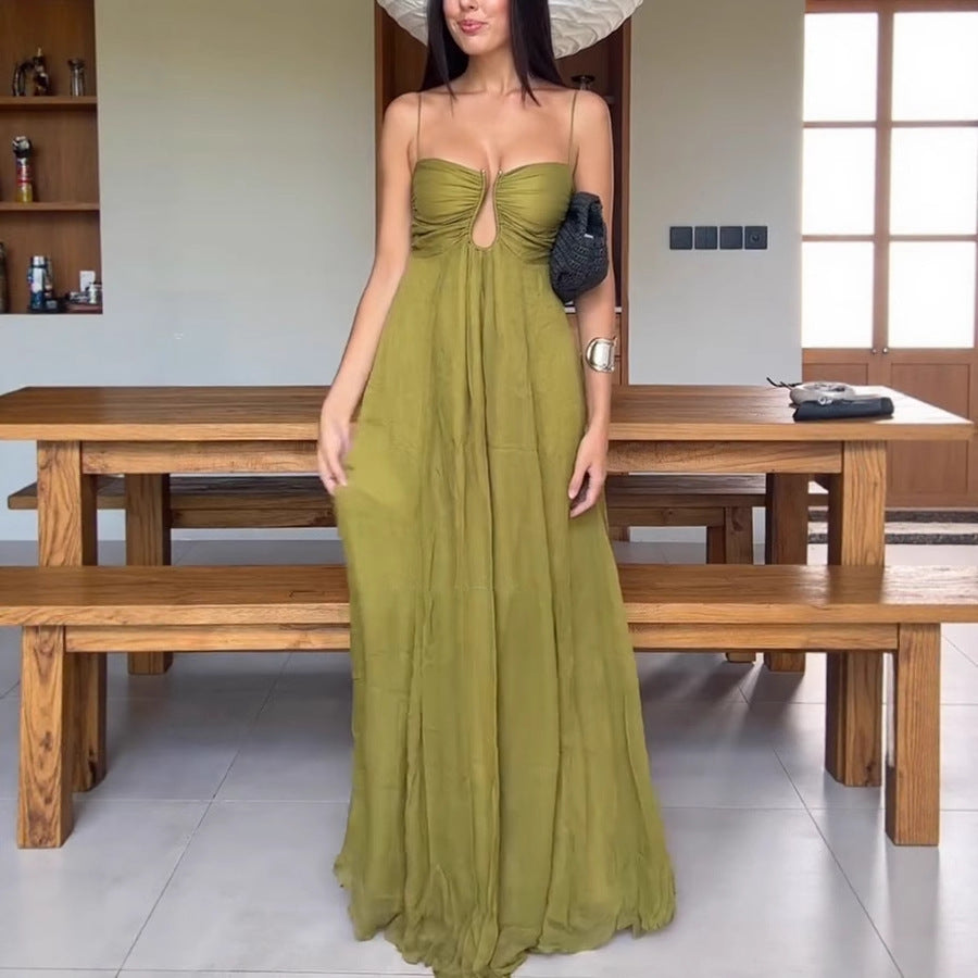 Summer Sexy Sling U-shaped Design Holiday Swing Dress