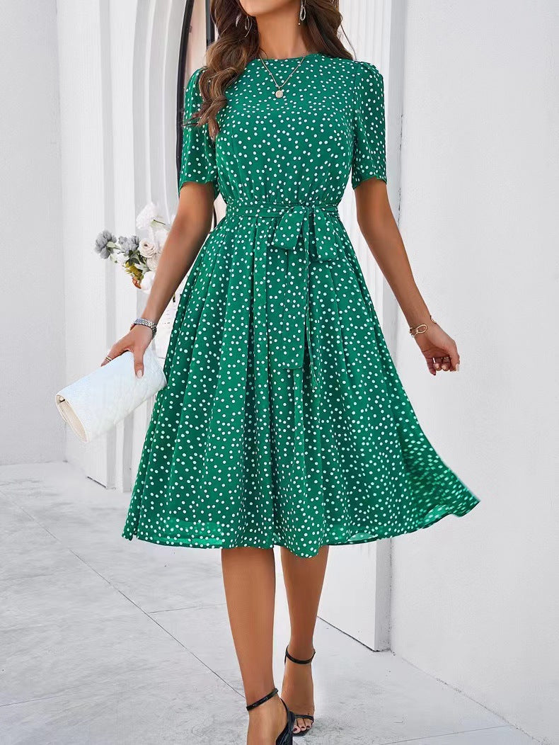Classy Women's Temperament Leisure Polka-dot Printed Dress