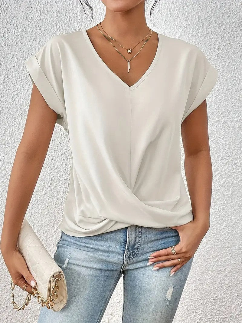 Pretty Women's Solid Color Elegant Sleeve Women's T-shirt