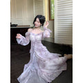 Fairy Purple Blooming Butterfly Bronzing Ruffled Dress
