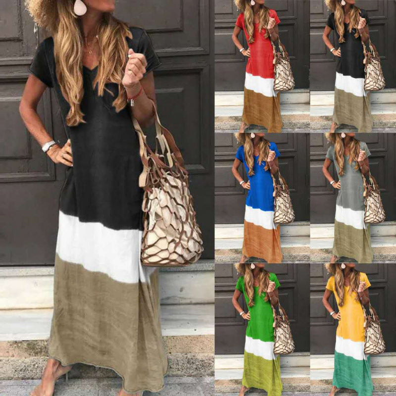 New Women's Loose Contrast Stitching Sleeves Shorts