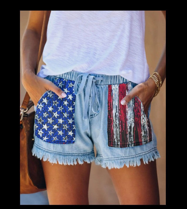 Women's High Waist Drawstring Tassel Denim For Women's Jeans