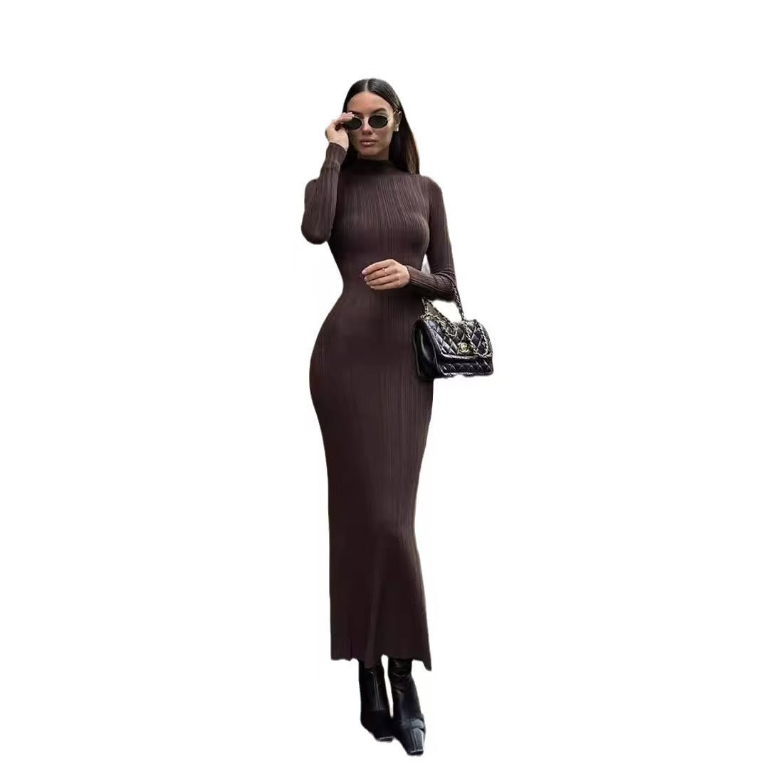 Women's Turtleneck Long Sleeve Tight Elegant French Style Skirts