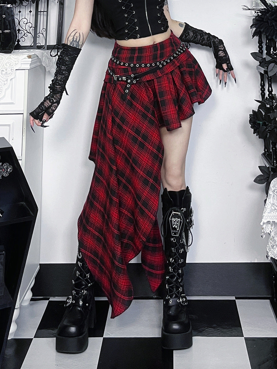 Irregular Plaid Elegant Hot Slim Fit Dark Skirt