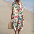 Women's Large Wide Creative Drops Pattern Printed Loose Dress