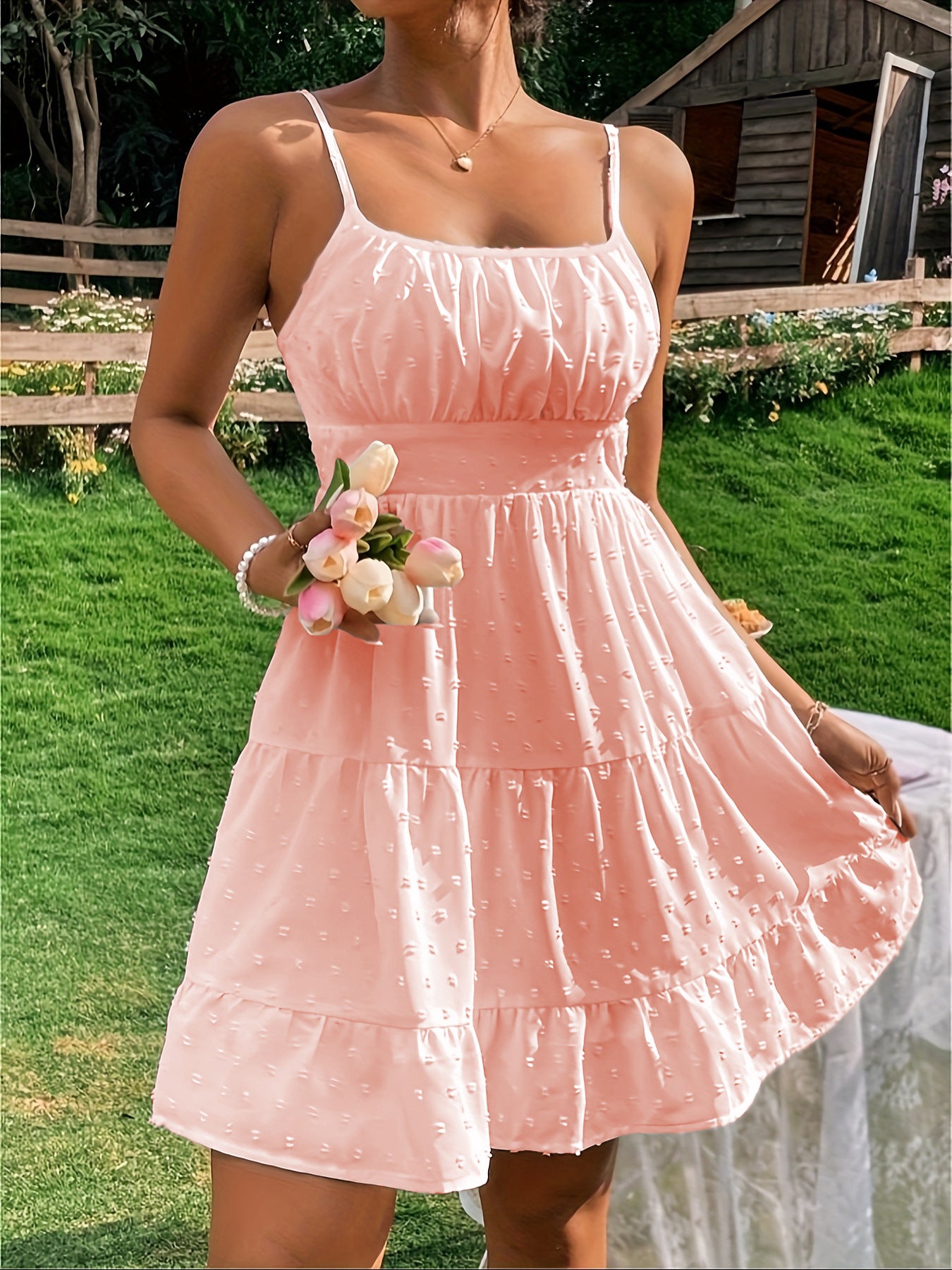 Pretty Charry Round Dot Polka Brace Dress