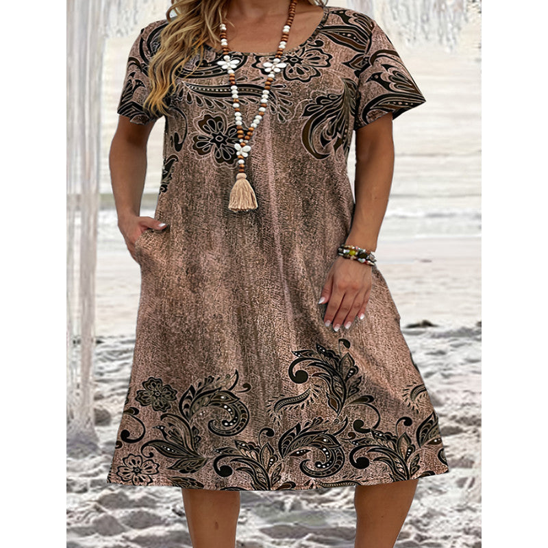 Charming Popular Women's Loose Printed Pocket Plus Size