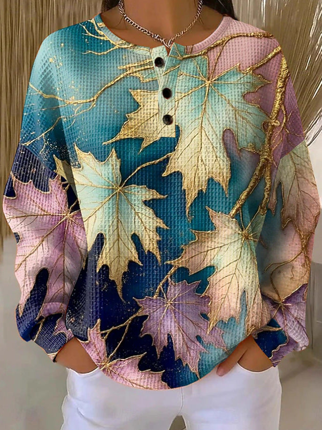 Women's Printing Colorful Flower Color Matching Floral Clothing