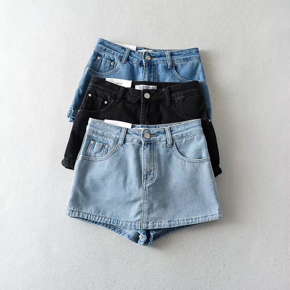 Summer Fashion Hot Sexy Washed Denim Half Body Miniskirt Skirt