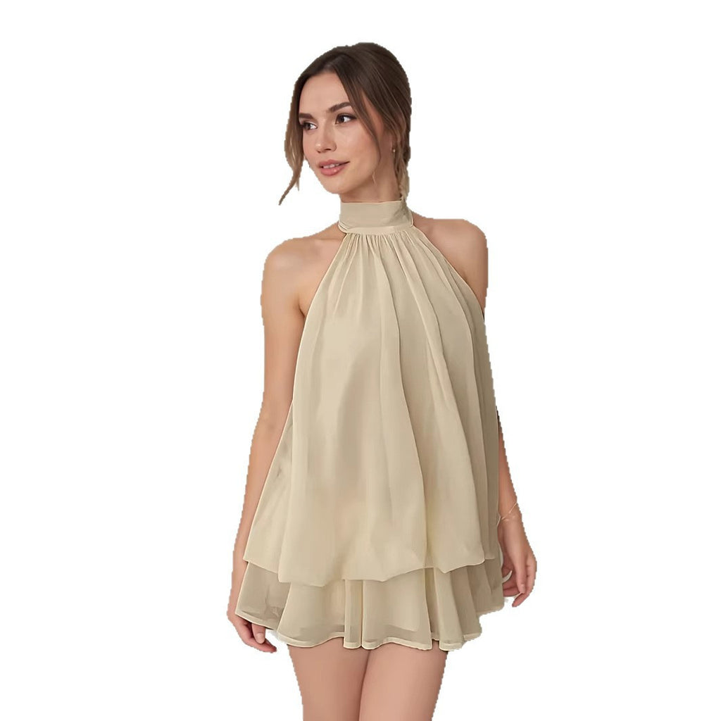 Women's Solid Color Vacation Sexy Backless Halter Tops