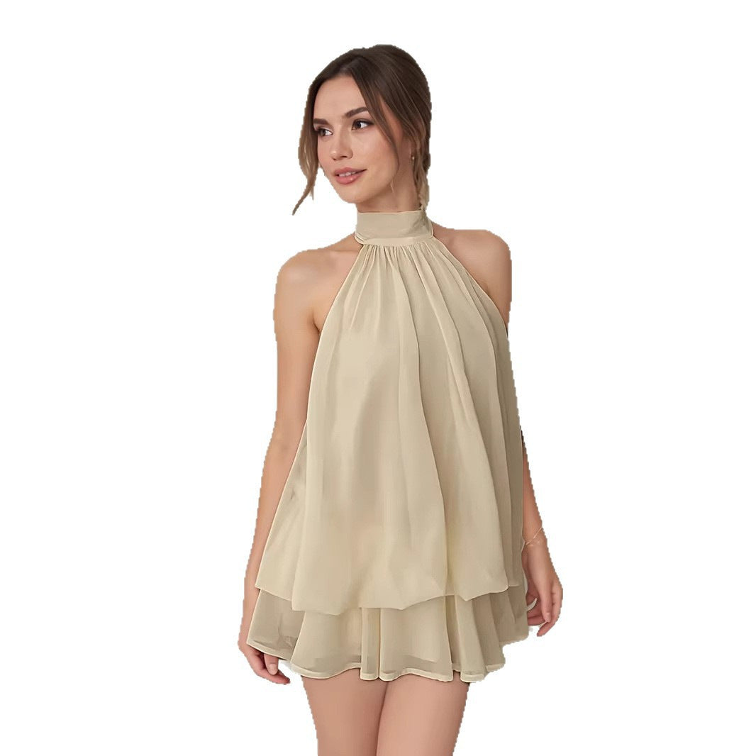 Women's Solid Color Vacation Sexy Backless Halter Tops