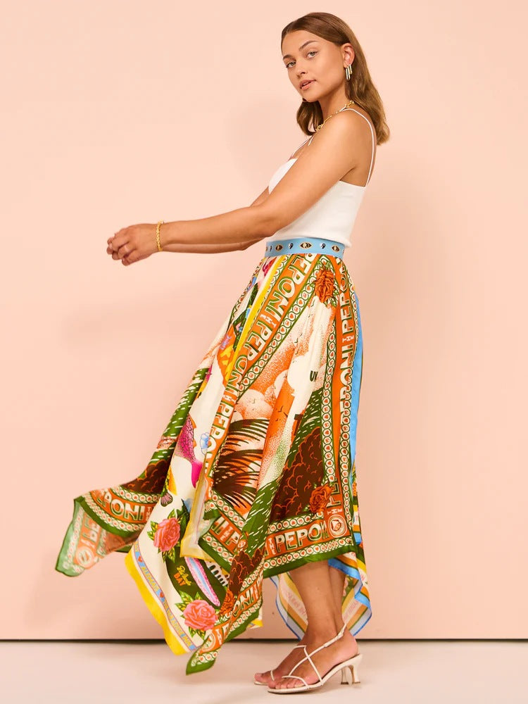 Versatile Unique Casual Fashion Irregular Printed Skirt