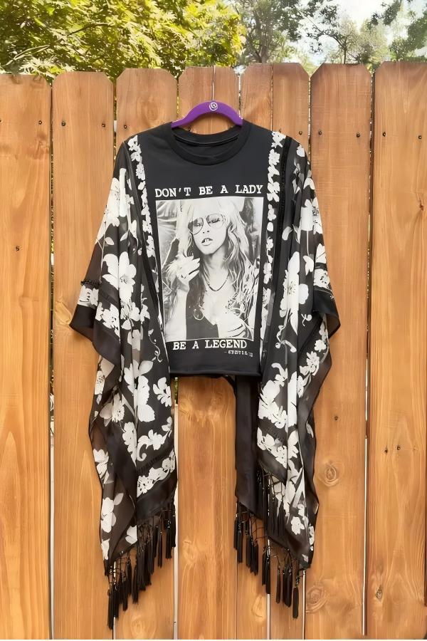 Women's Street Retro Printed Loose Batwing Sleeve Women's T-shirt