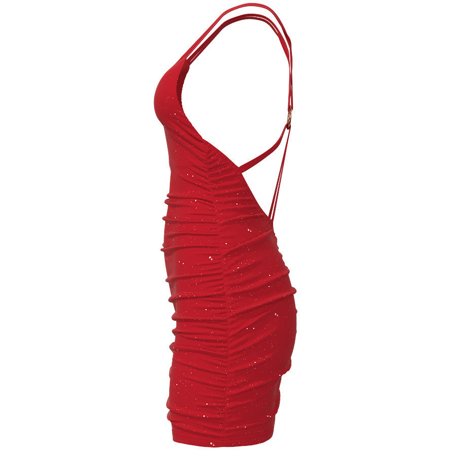 Women's Sexy Backless Dress Solid Color Sheath Skirt
