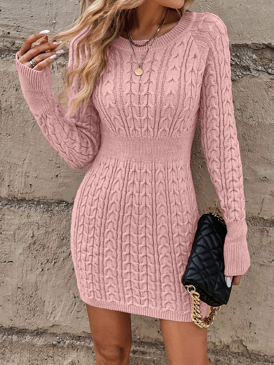 Women's Thread Knitted Dress Fashion Pullover Round Neck Women's Sweater