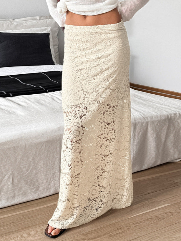 Apricot Jacquard Sexy Cotton Lace Fashion Skirts