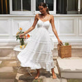 Women's Bohemian Strap Lace Stitching Large Swing Dress