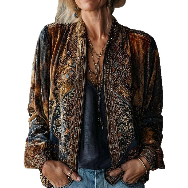 Women's Autumn Retro Bohemian Long Sleeve Blouse