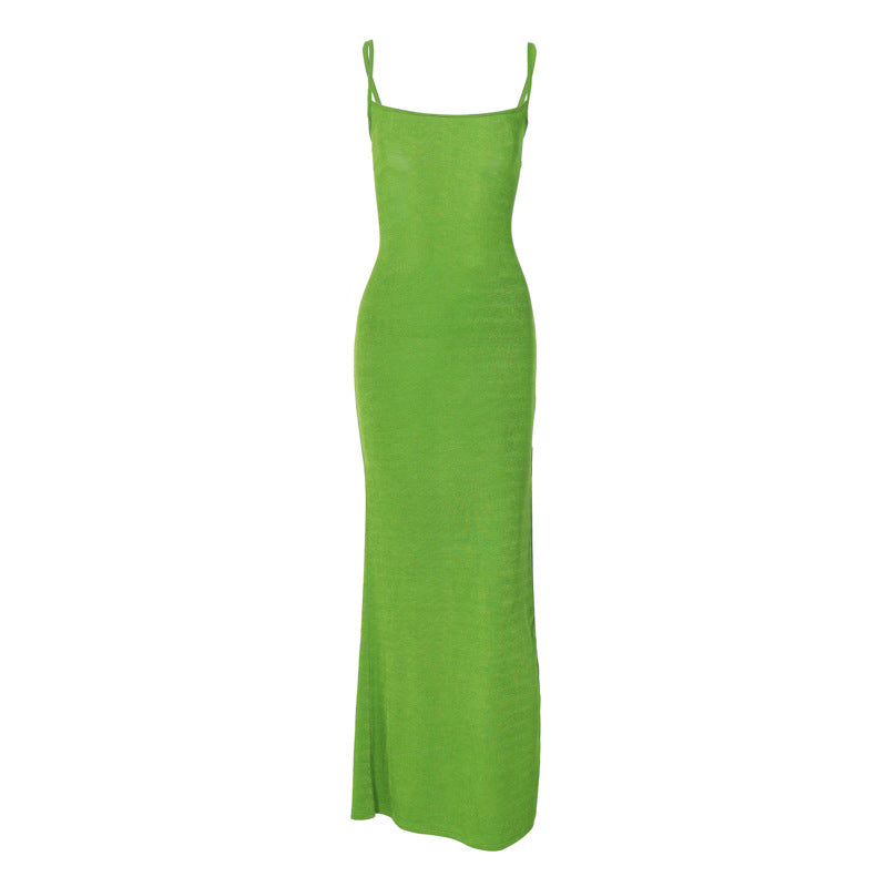 Women's Solid Color Back Hollow Out Strap Dress