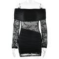 Hot Lace Stitching Hip Long Sleeve Skirts