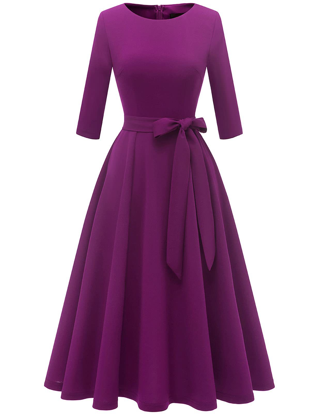 Women's Collar Three-quarter Sleeve Solid Color Temperament Leisure Large Swing Super Skirts