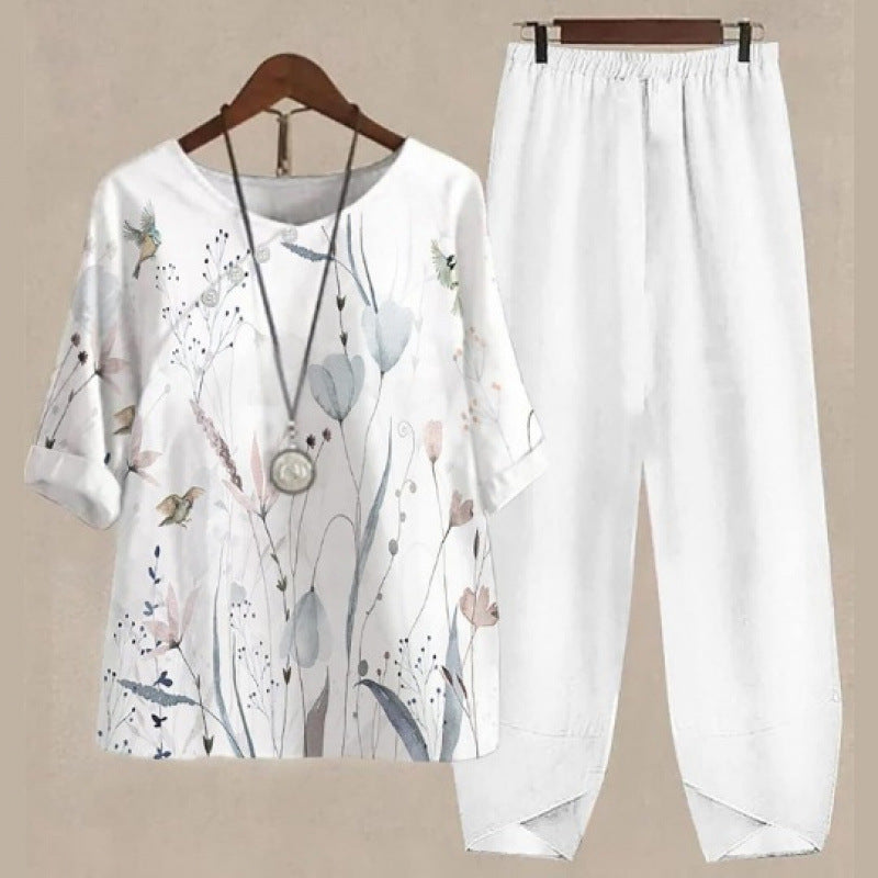 Women's Casual Round Neck Half Sleeve Shirt Suits