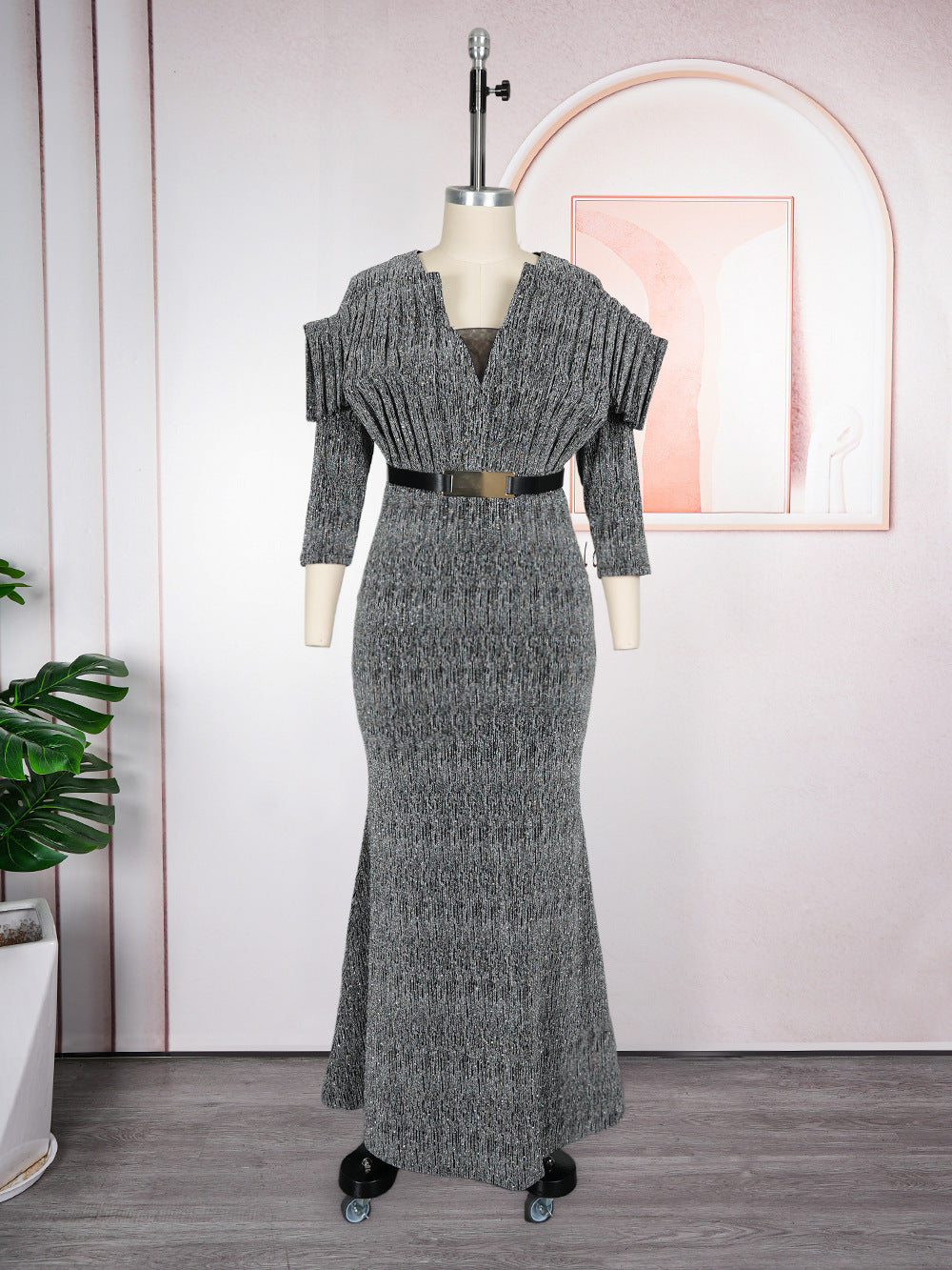 Women's African Wear Elegant Banquet Party Sequined Dress