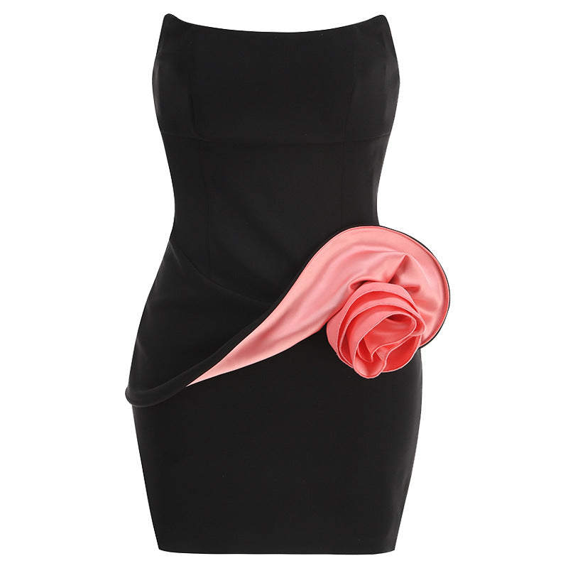 Fashion Sexy Slim Fit Temperament Design Solid Color Dress