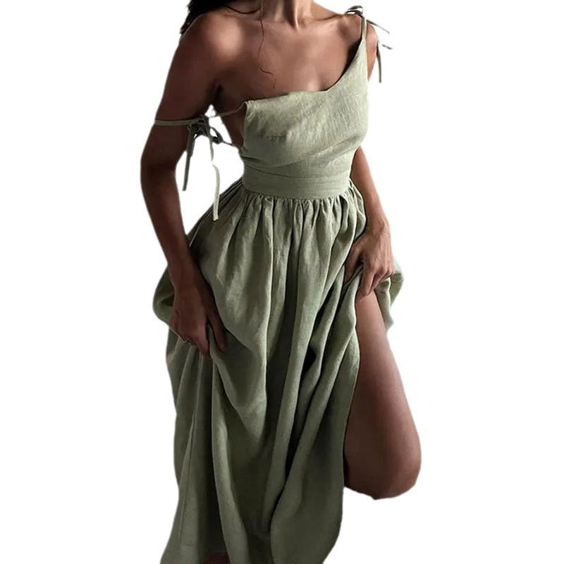 Women's Backless Elegant French Sexy High Waist Fashion Dress