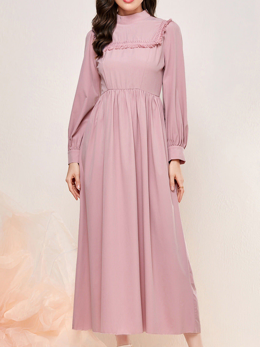 Women's Flow Su Stitching Stand Collar Fashion Dress
