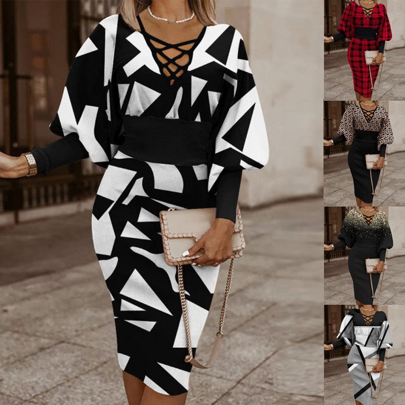 Elegant Stylish Unique Women's Long-sleeved Sheath Dress