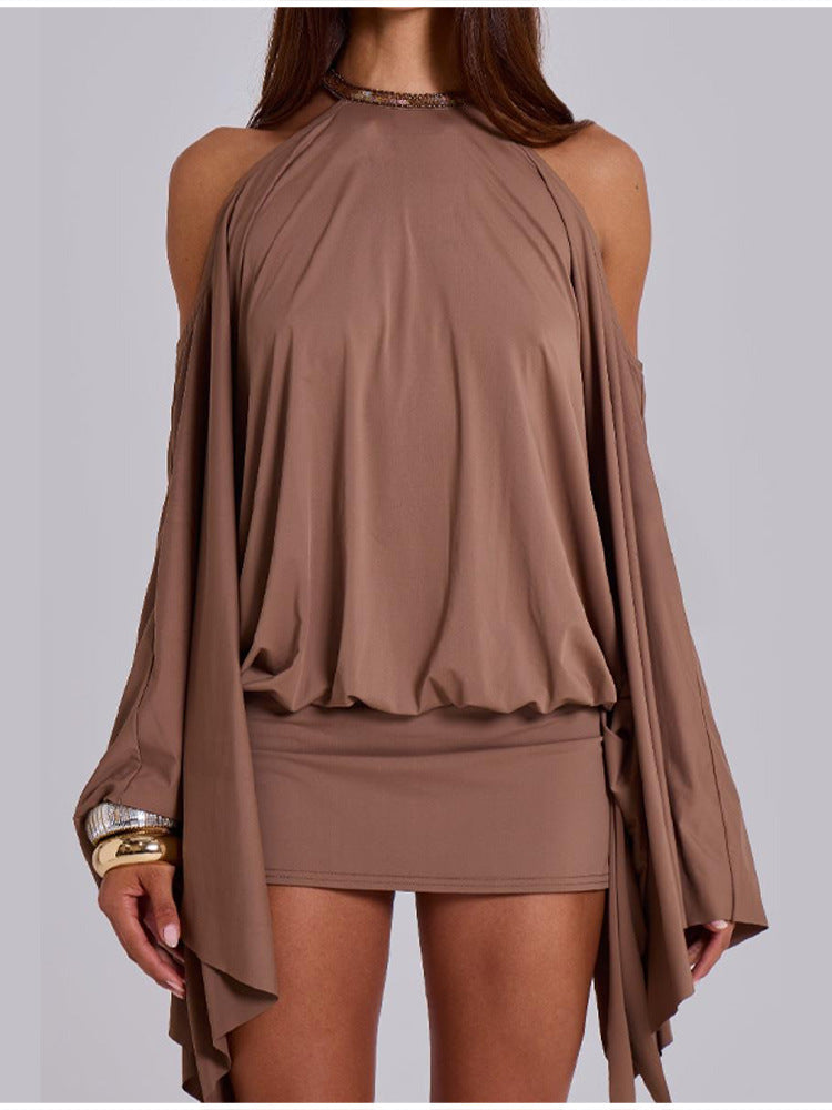 Women's Summer Sexy Hot Halter Backless Chain Decoration Dress