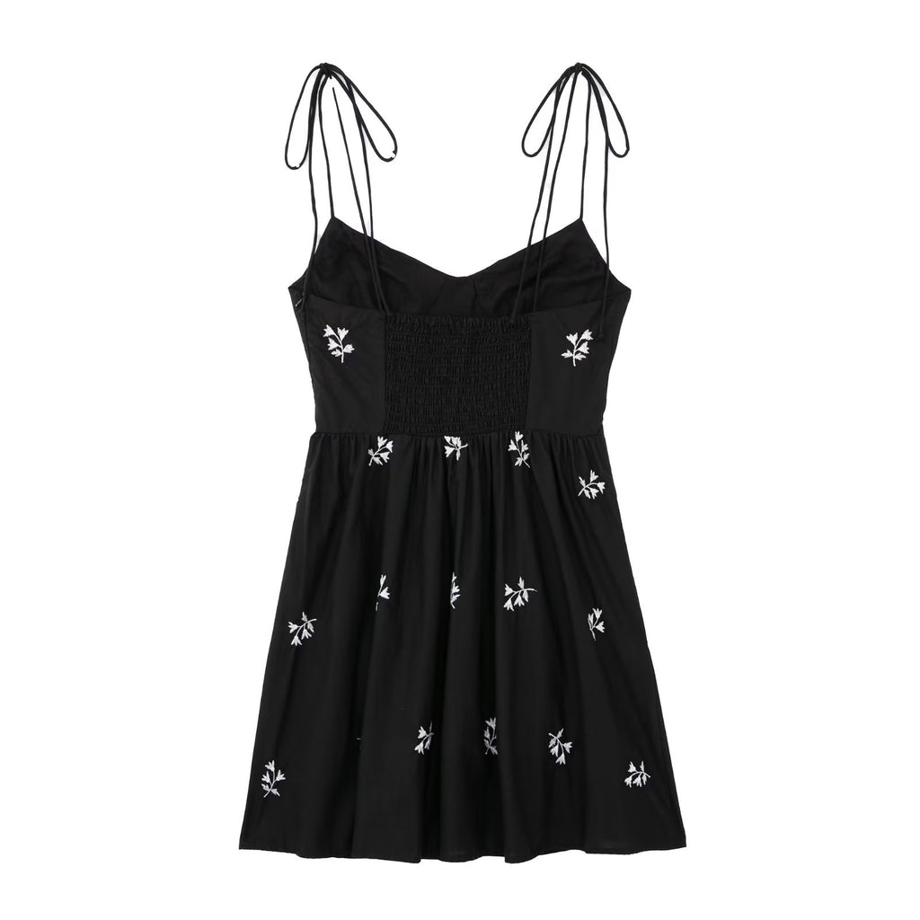 Fashion Elegant Women's Flower Embroidered Strap Dress