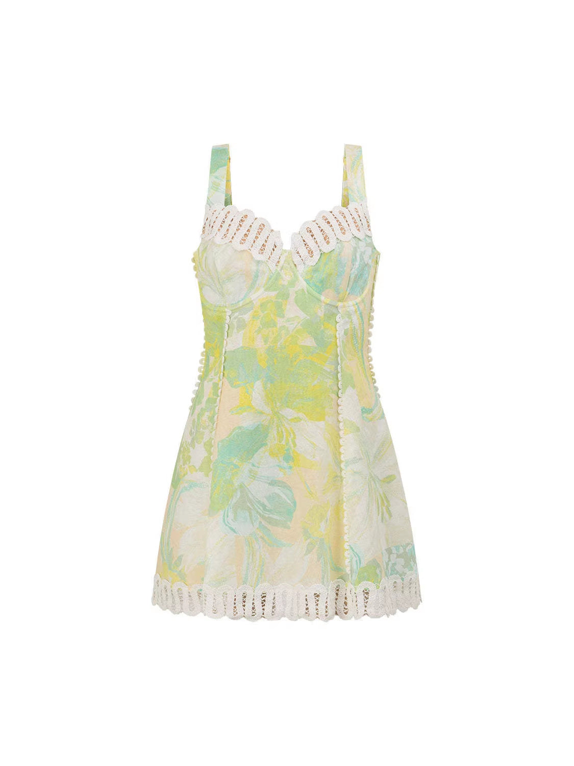 Slouchy Graceful Character Lace Sling Linen Dress