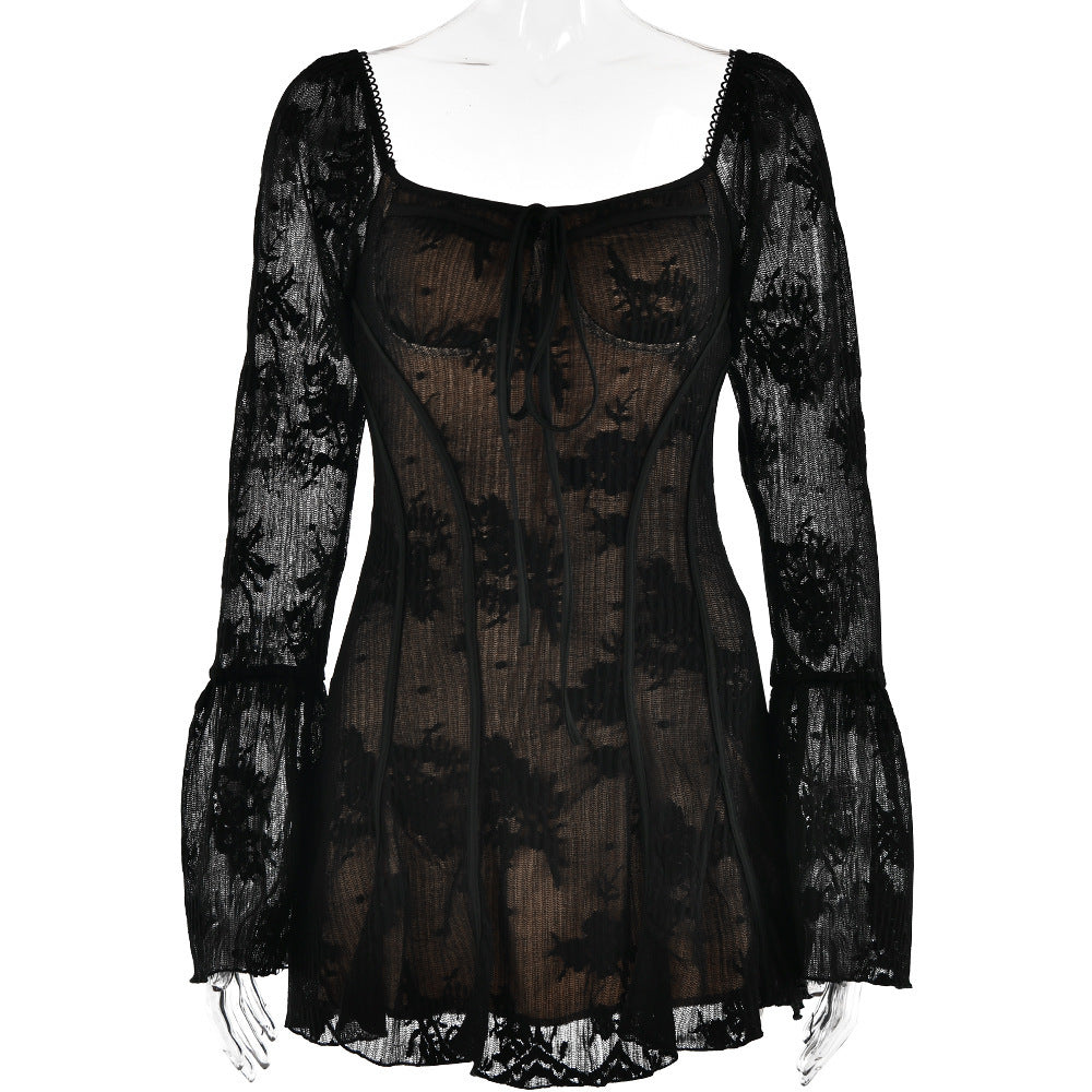 Lace Bell Sleeve Tube Sexy Hot Skirts