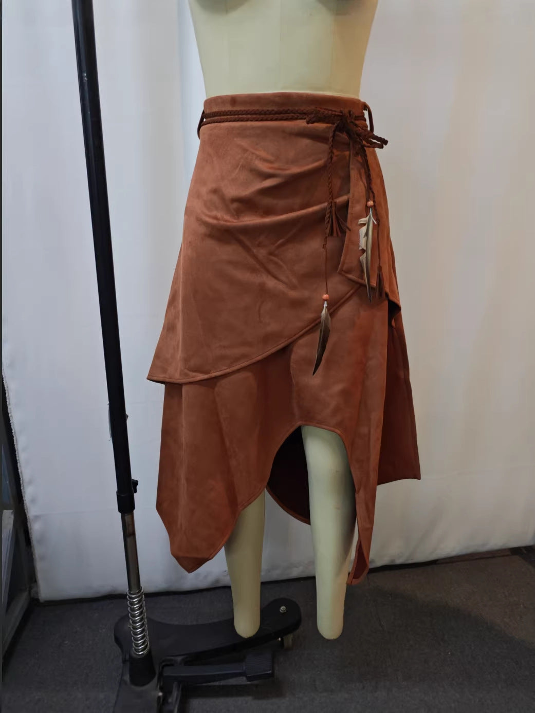 Women's European Vintage Suede Western Style Irregular Skirts