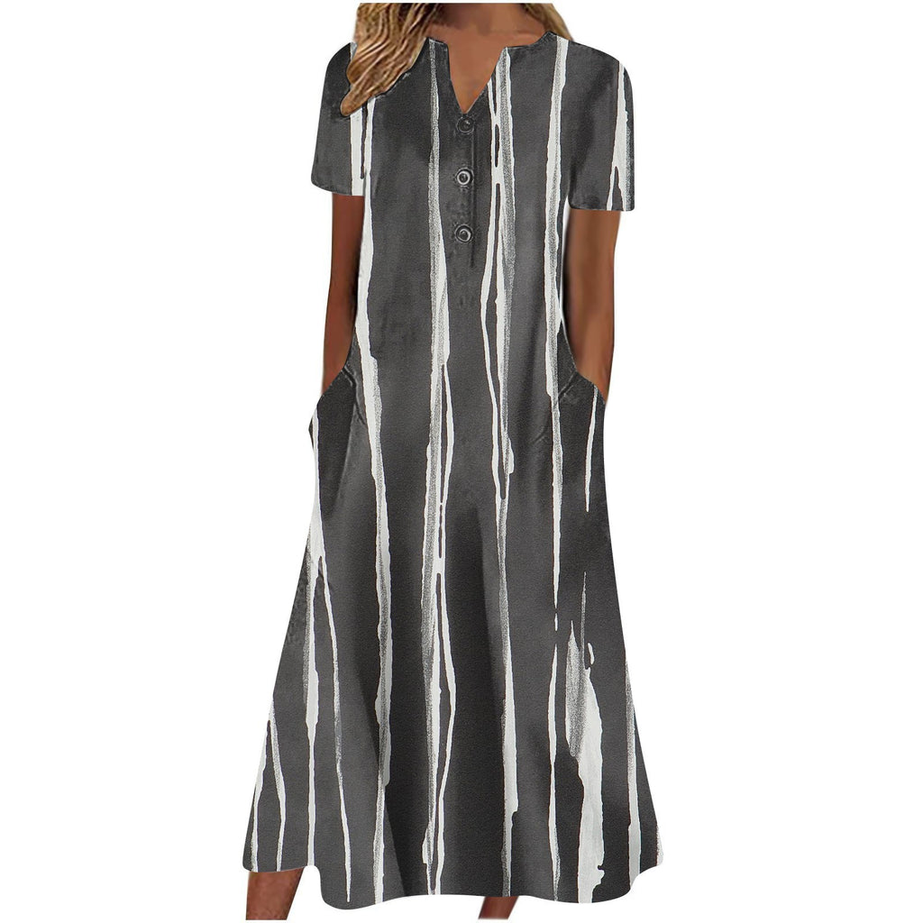 Summer Fashion Pocket Striped Sleeveless Casual Dress