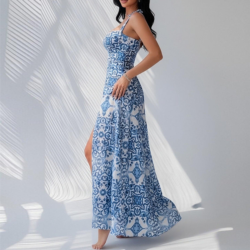 Women's Spring Clothes Fashion Sexy Print Split Skirts