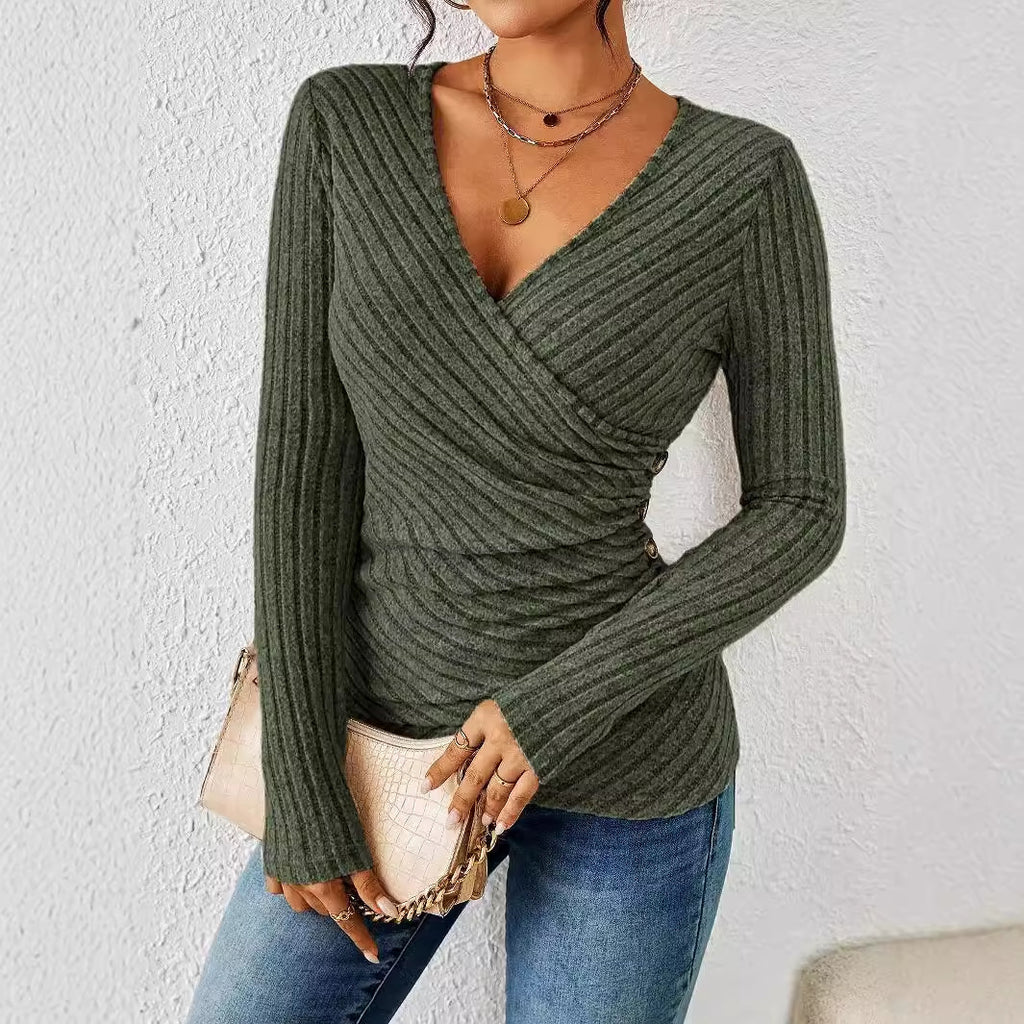 Glamorous Women's Solid Color Casual Long-sleeved Tops