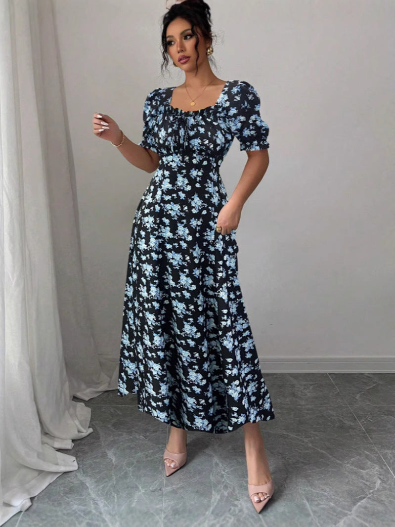 Women's Summer Fashionable Elegant Short-sleeved Printed Large Dress